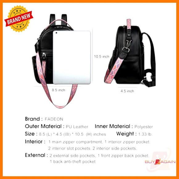 Mini Leather Backpack Purse with Multiple Pockets Waterproof Shoulder Bag main image 4